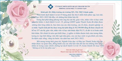 Ngành Giáo dục và Đào tạo quận Thanh Xuân: Tặng quà cho cán bộ, giáo viên, nhân viên và học sinh bị ảnh hưởng bởi dịch bệnh Covid-19.