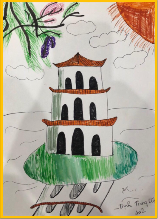 Tranh vẽ Hồ Gươm đơn giản đẹp mầm non , học sinh - Tết Trung Thu King Dom