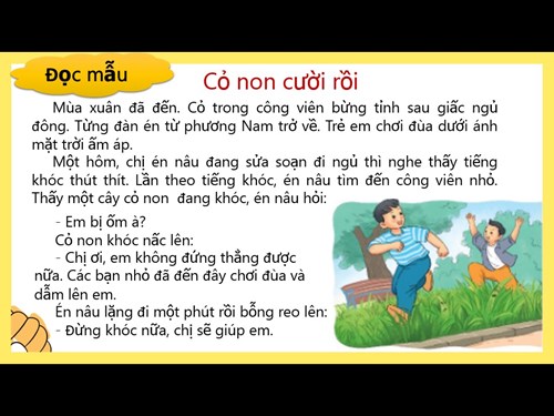 Học sinh lớp 2I với tiết Tiếng Việt đọc bài  Cỏ non cười rồi 